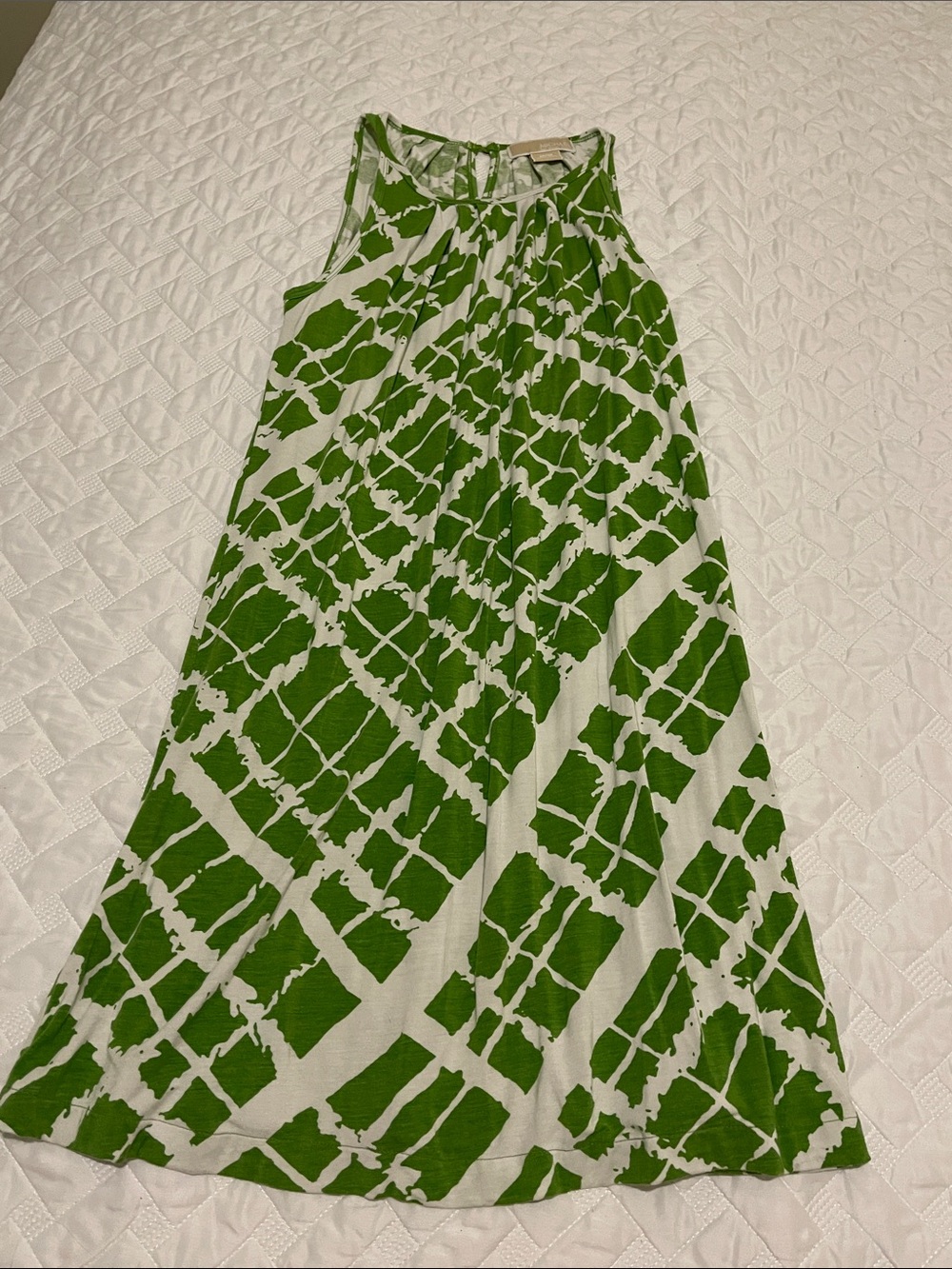 Green & White Sleeveless Maxi Dress